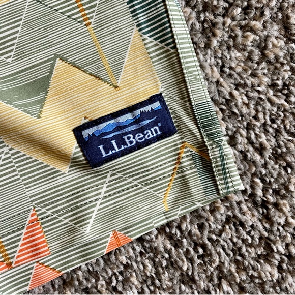 L.L. Bean Geometric Chevron Patterned Shorts Green and Orange Swim Trunks Large - Picture 3 of 14